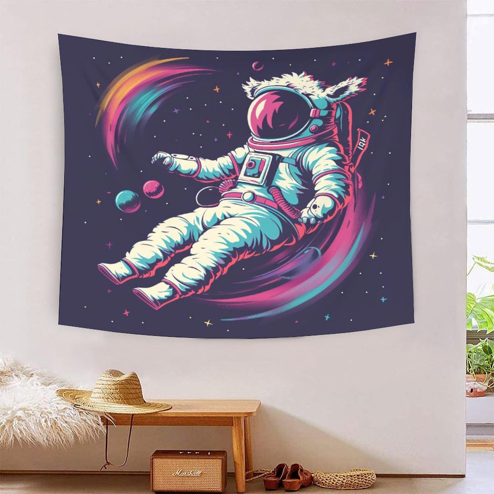 VIAGECSKE 3D Astronaut Printed Wall Blanket Home Decoration Bedding Poster Wall Art Tapestry Tapestries Wall Hanging Soft Polyester for Kids Boys Girls Bedroom Living Room 100cmx150cm