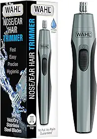 Wahl Aparador de pelos de orelha e nariz de precisão para homens, aparador de nariz higiênico com lâmina enxaguável para facilitar a limpeza, perfeito para viagens – Modelo 3026462