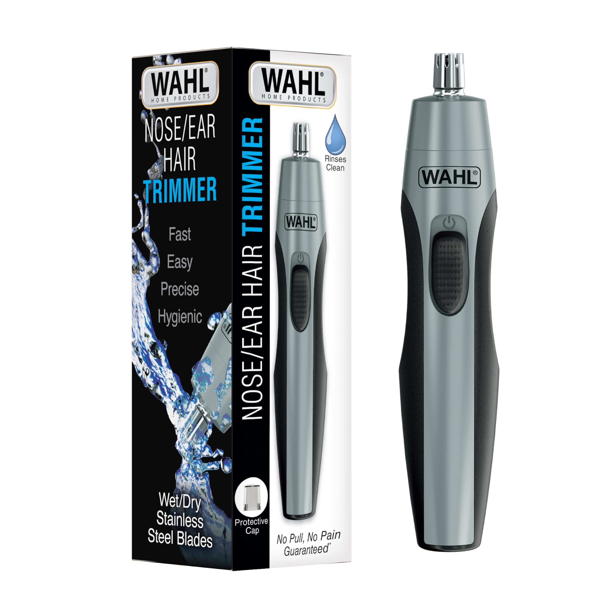 Wahl Clipper Battery Operated Precision Ear and Nose Hair Trimmer for Men Hygienic Nose Trimmer with Rinseable Blade