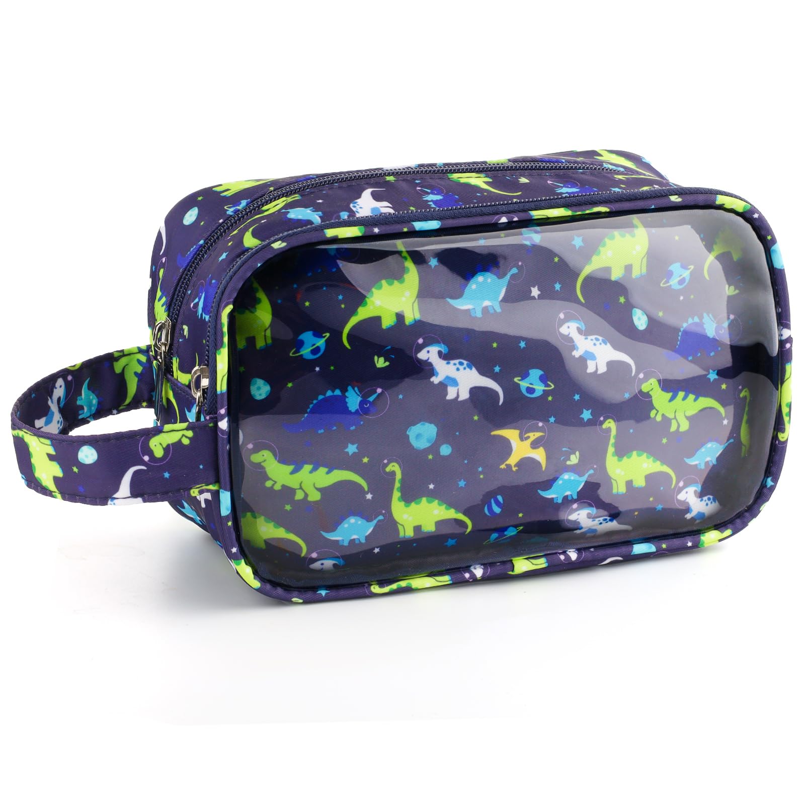 Vipdeal Dinosaur Kids Toiletry Bag for Boys, Travel Clear Toiletry Bag for Little Young Boys Waterproof Hanging Wash Bag Toddler Traveling Toiletries,