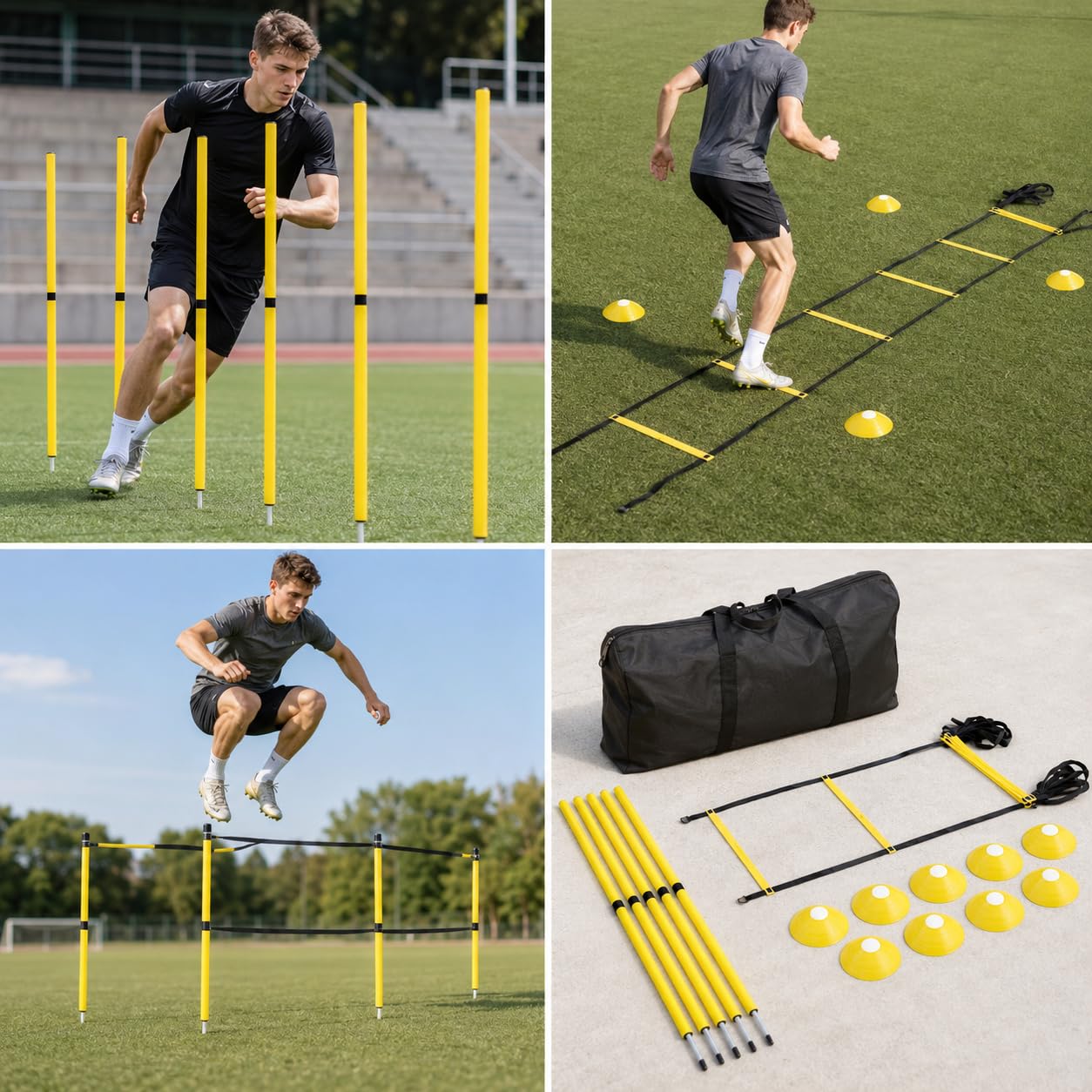 Kit Allenamento Agilità Calcio Scaletta, Set di allenamento giallo