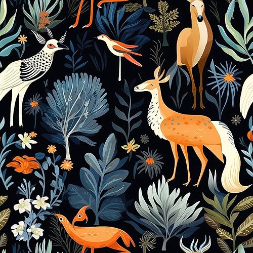 Papel tapiz autoadhesivo de 18 x 236 pulgadas, diseño de animales de las maravillas del bosque místico, papel de contacto extraíble, fácil de disponible en Yaxa El Salvador