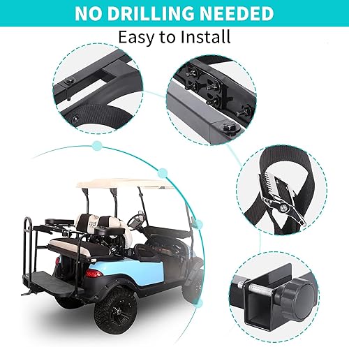 Miniatura 5 de 10L0L Soporte universal para bolsas de golf para carrito de golf, soporte de fijación para asiento trasero FILP para EZGO Club Car Yamaha Kit de