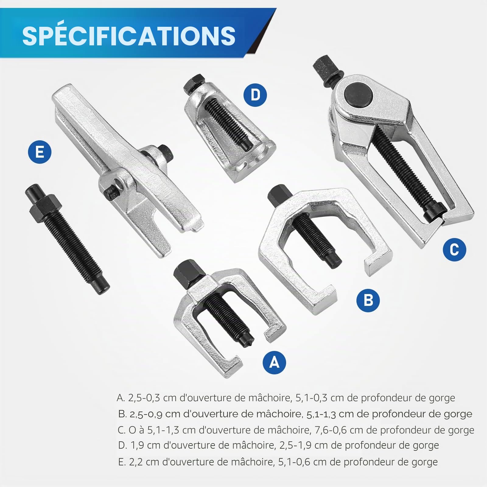 ATPEAM Jeu de 5 Extracteurs de Rotule, Arrache Rotule de Suspension Universel, Extracteur Rotule pour Bras de Suspension et Direction