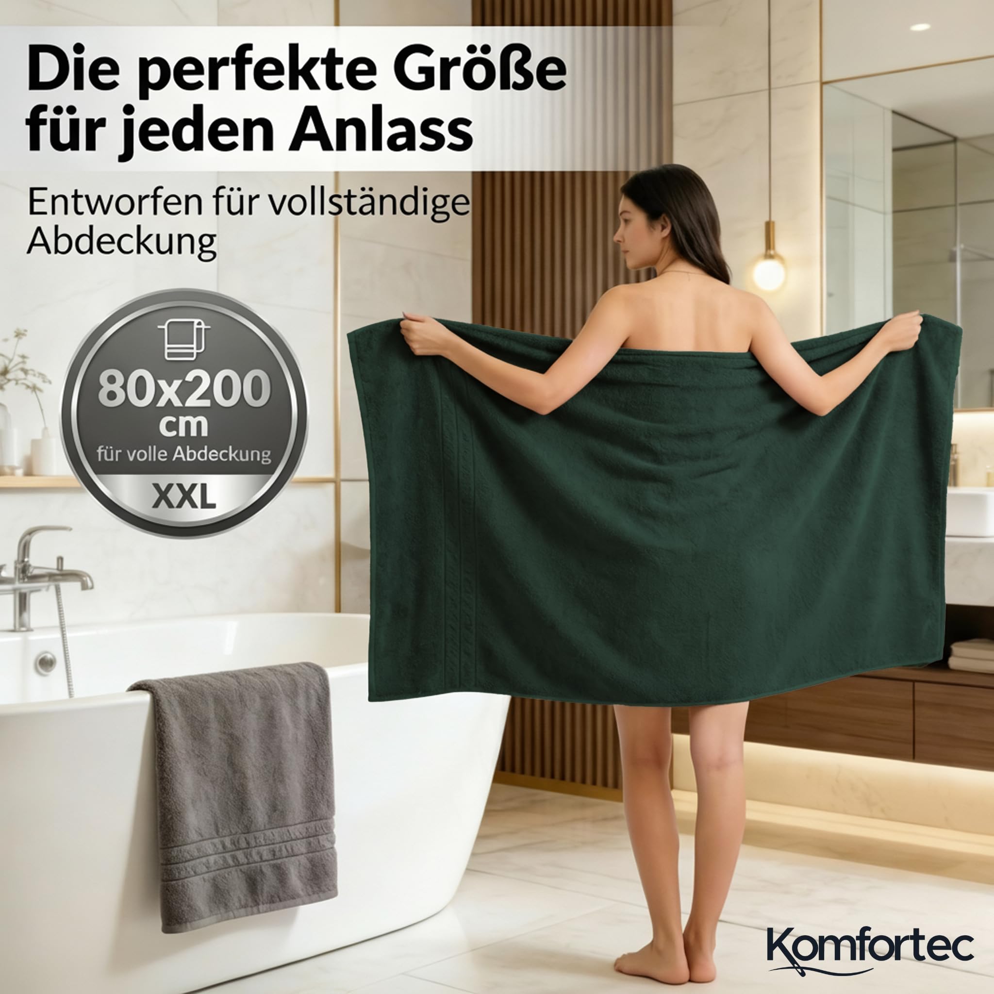 Komfortec 2er Saunahandtuch Set 80x200 cm – Bild 2