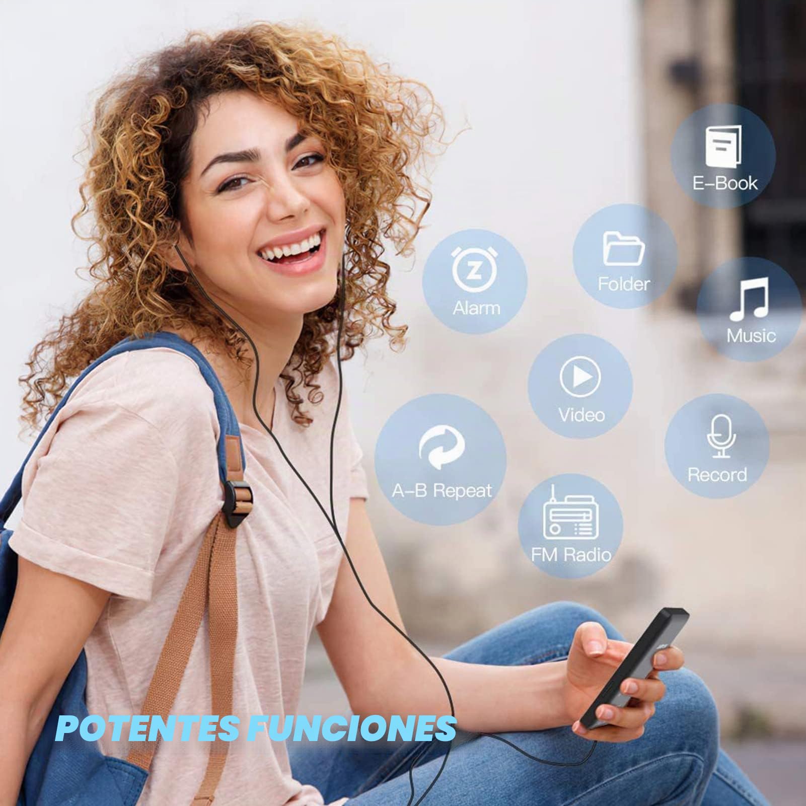 Reproductor MP3 MP4 Bluetooth 5.0, Música HiFi Portátil con Altavoces HD, Radio FM, Grabación, Video, Imágenes, Soporte de Formatos