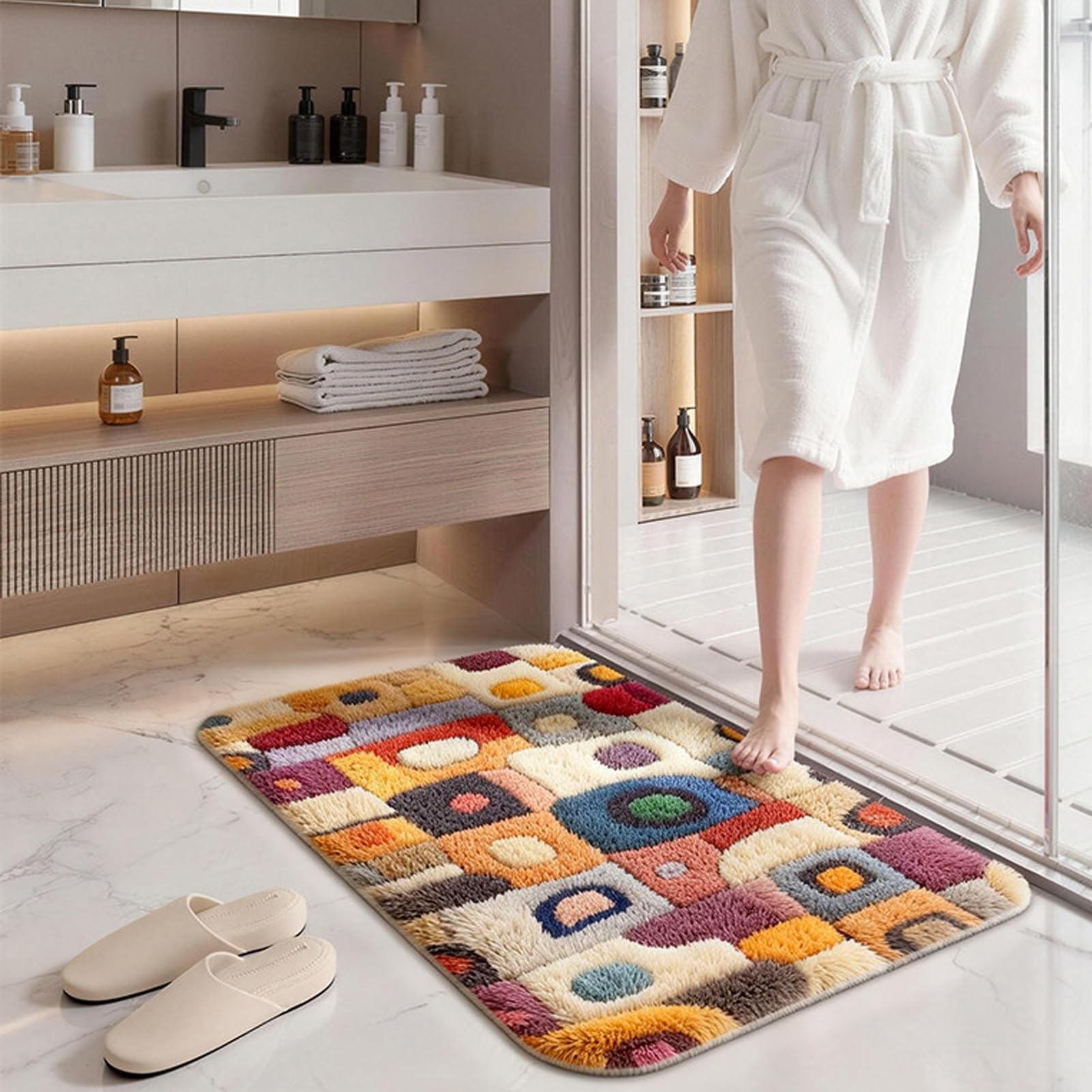 Badematte, rutschfeste, weiche Badematte, saugfähig, weicher, Dicker Badteppich für Badewanne, Duschboden, bunt, maschinenwaschbar(50x80cm(19.7x31.5inch))