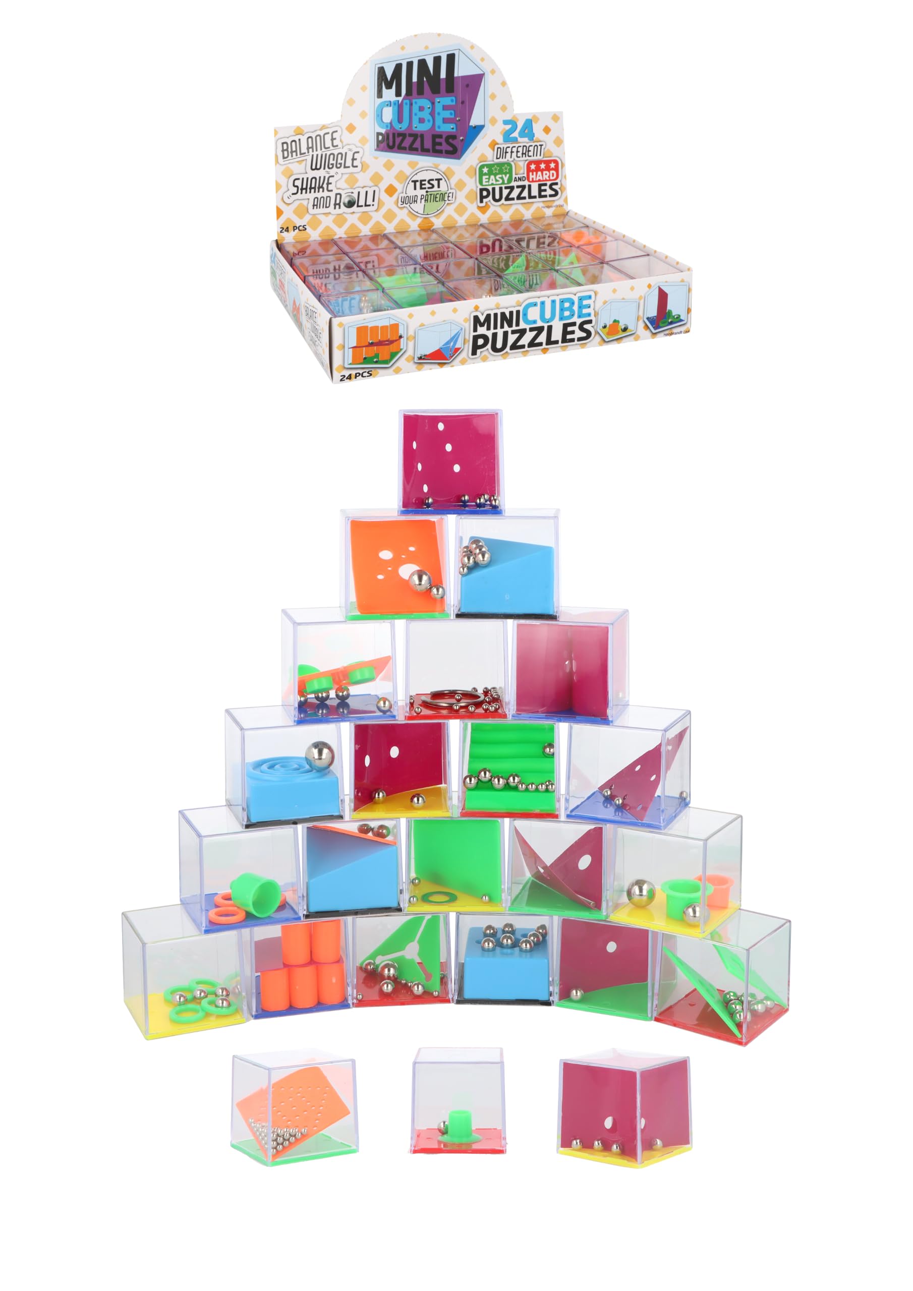 Henbrandt 1 x Mini Puzzle Ball Challenge Cubes Brain Teasers for Kids Labyrinth Fidget Toys Party Bag Favours Loot Bag Fillers Lucky Dip Favours Stocking Fillers Classroom Rewards for Boys and Girls