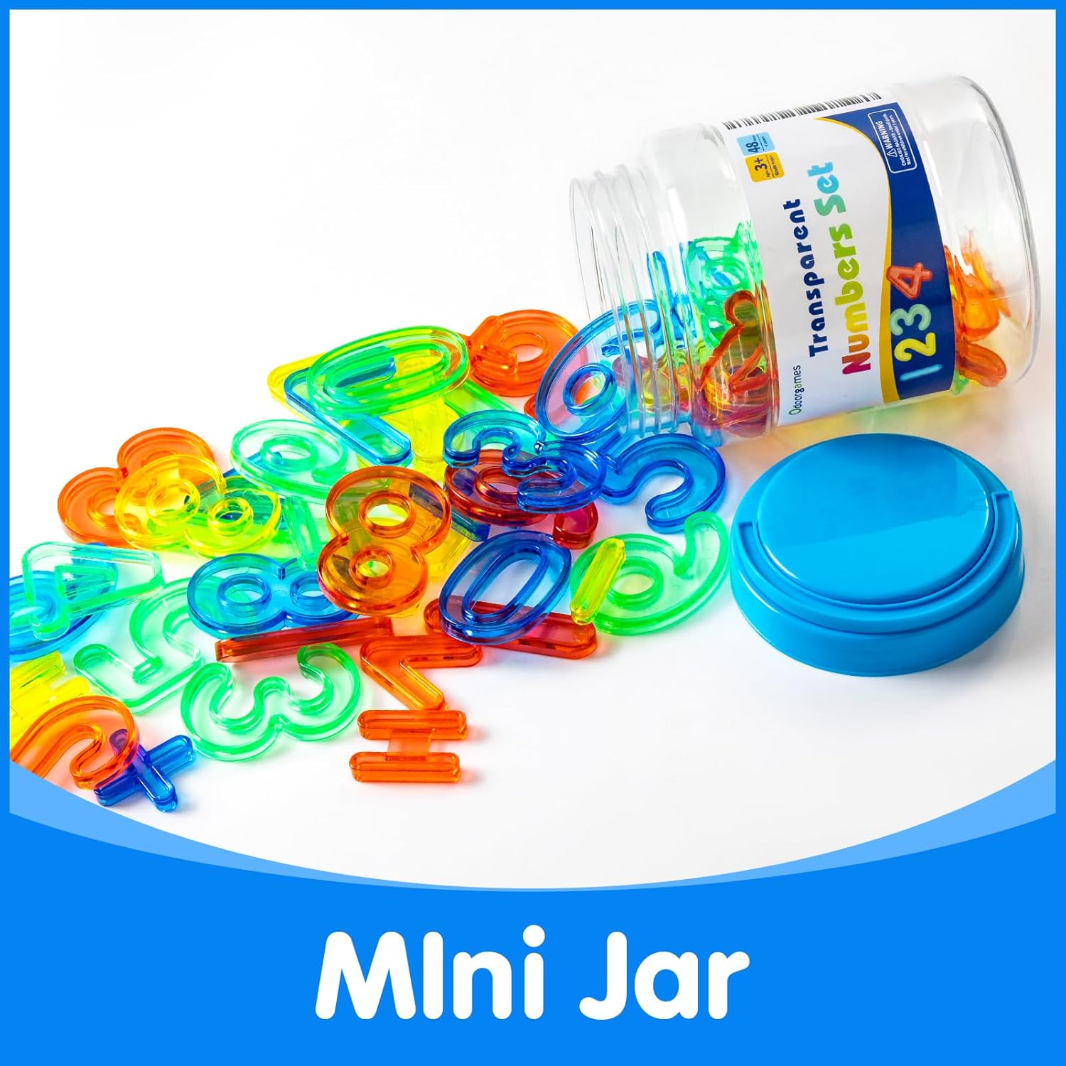 48 Pcs Translucent Numbers - 140 Pcs Translucent Pattern Blocks, Geometric Shapes, Translucent Toys, Light Table Accessories and Manipulatives, Includes 46 Activity Cards