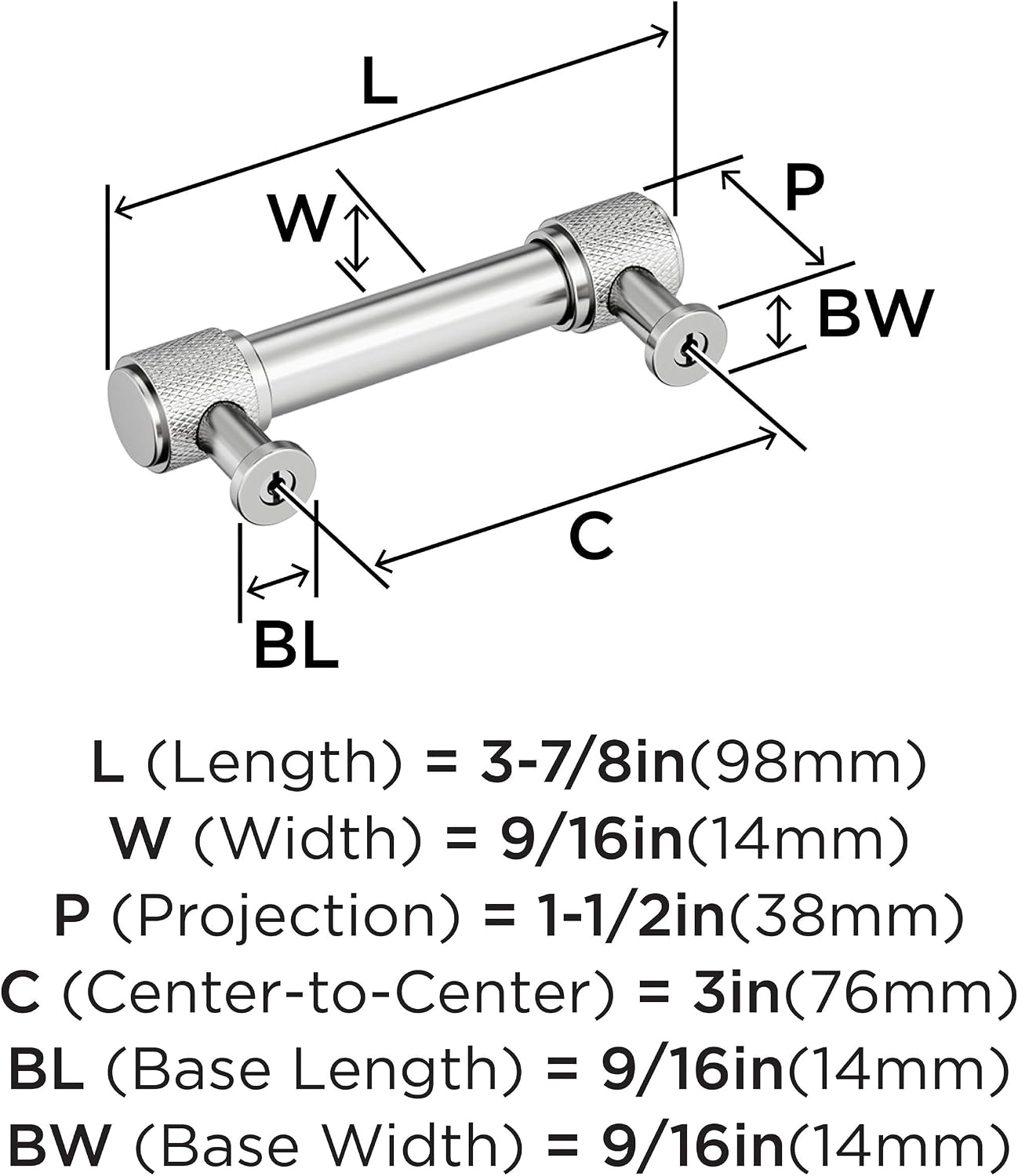 Amerock Faraday 3 inch (76mm) Center-to-Center Polished Chrome Cabinet Pull, BP3774226
