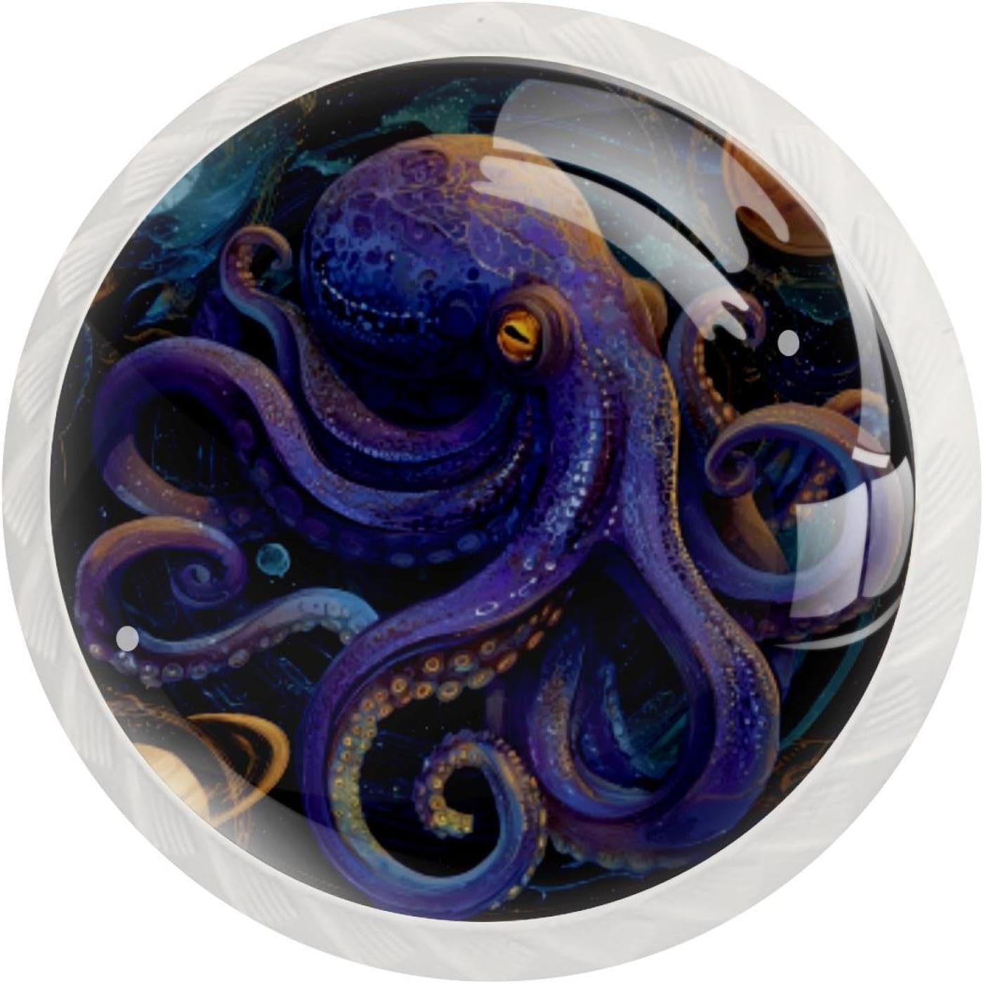 Black Octopus Cosmic Planets (2) Modern Style Drawer Knobs, Universal Cabinet Knobs for Kitchen Living Room Bedroom