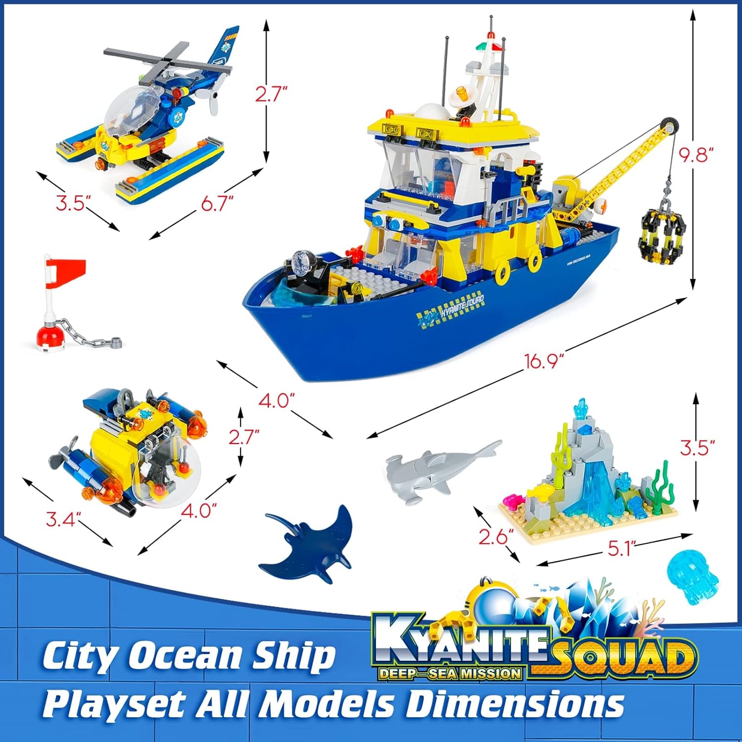 Buy City Ocean Exploration Ship Building Kit, Includes Ship, Helicopter ...