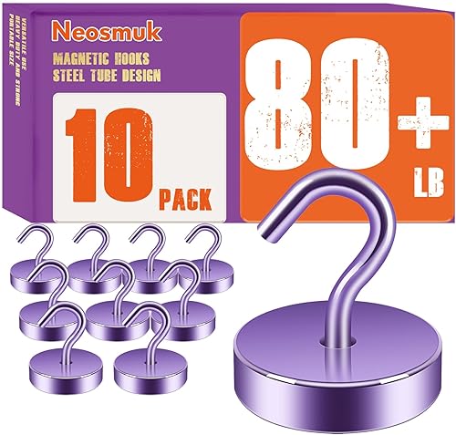 Miniatura 21 de Neosmuk - Ganchos magnéticos, elementos esenciales para cruceros, ganchos magnéticos resistentes de 40 libras+ para cabinas de crucero, plateado