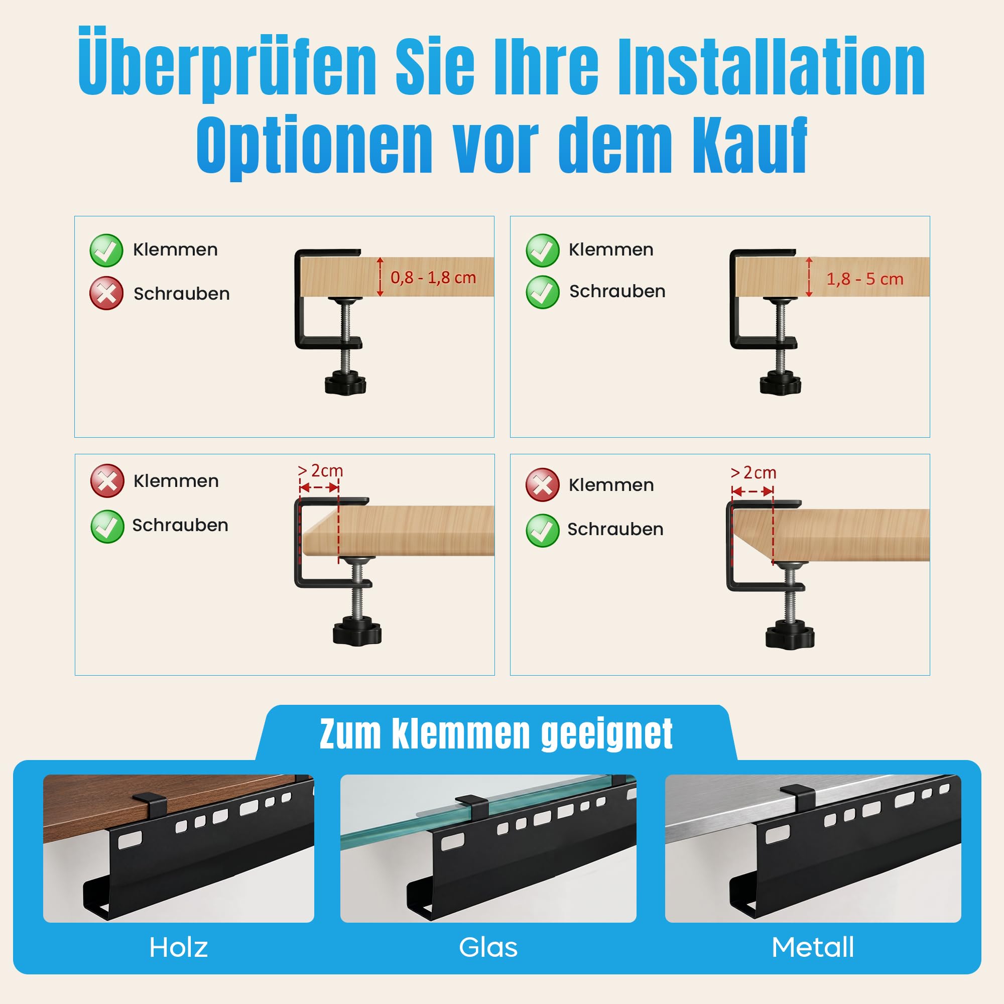 2GOODz Canaleta para cables extensible de 84 a 122 cm para escritorios | Sin taladrar, incluye Accesorios - extra ancho - acero aleado
