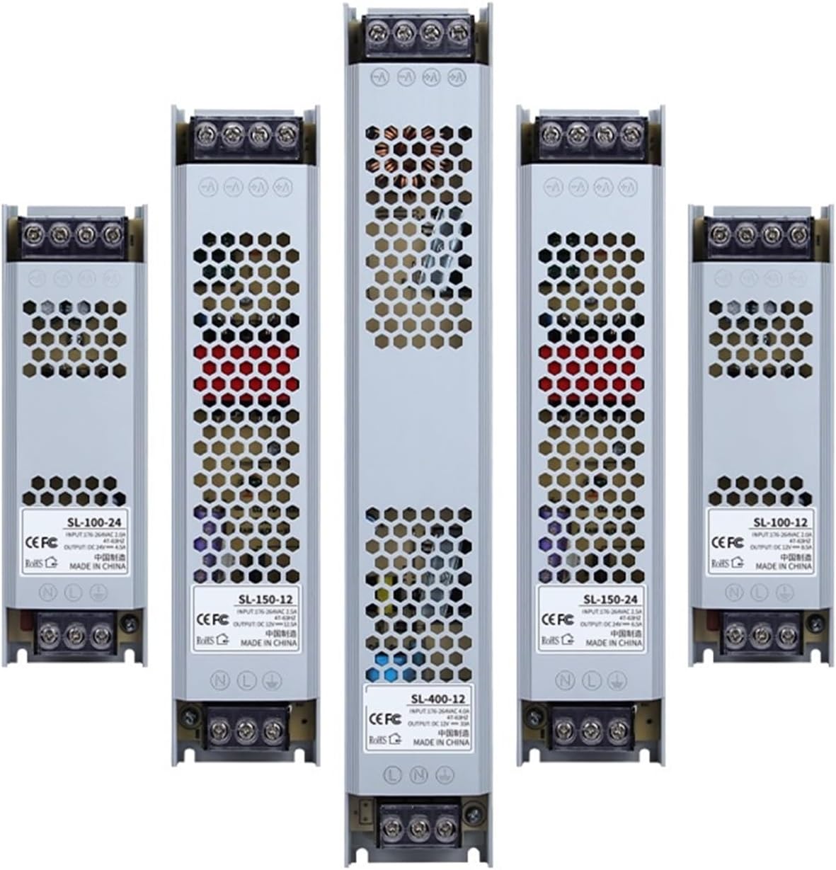 Long Strip Switching Power Supply 220 to 12v DC 24 Volt Advertising Plaque Door Headlight with Box Ultra-Thin Transformer(SL 300 24 24V12A Silent Model)