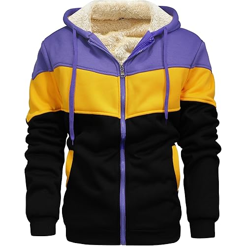 Men's Winter Fleece Thermal Jackets for Men Sherpa Lined Hoodies Warm Thick Jacket Outerwear