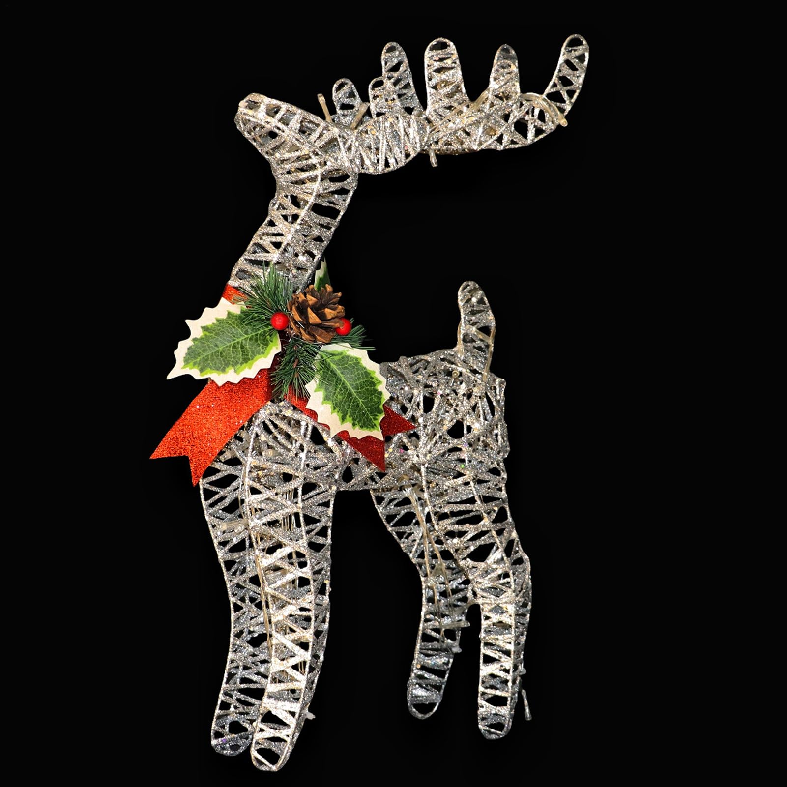Décorations De Noël En Forme De Renne Métal Festif Lumineux | Figurine de Table pour les Fêtes Pour Festival Familial Salon Extérieur Intérieur Maison Entrée Manteau De Cheminée De