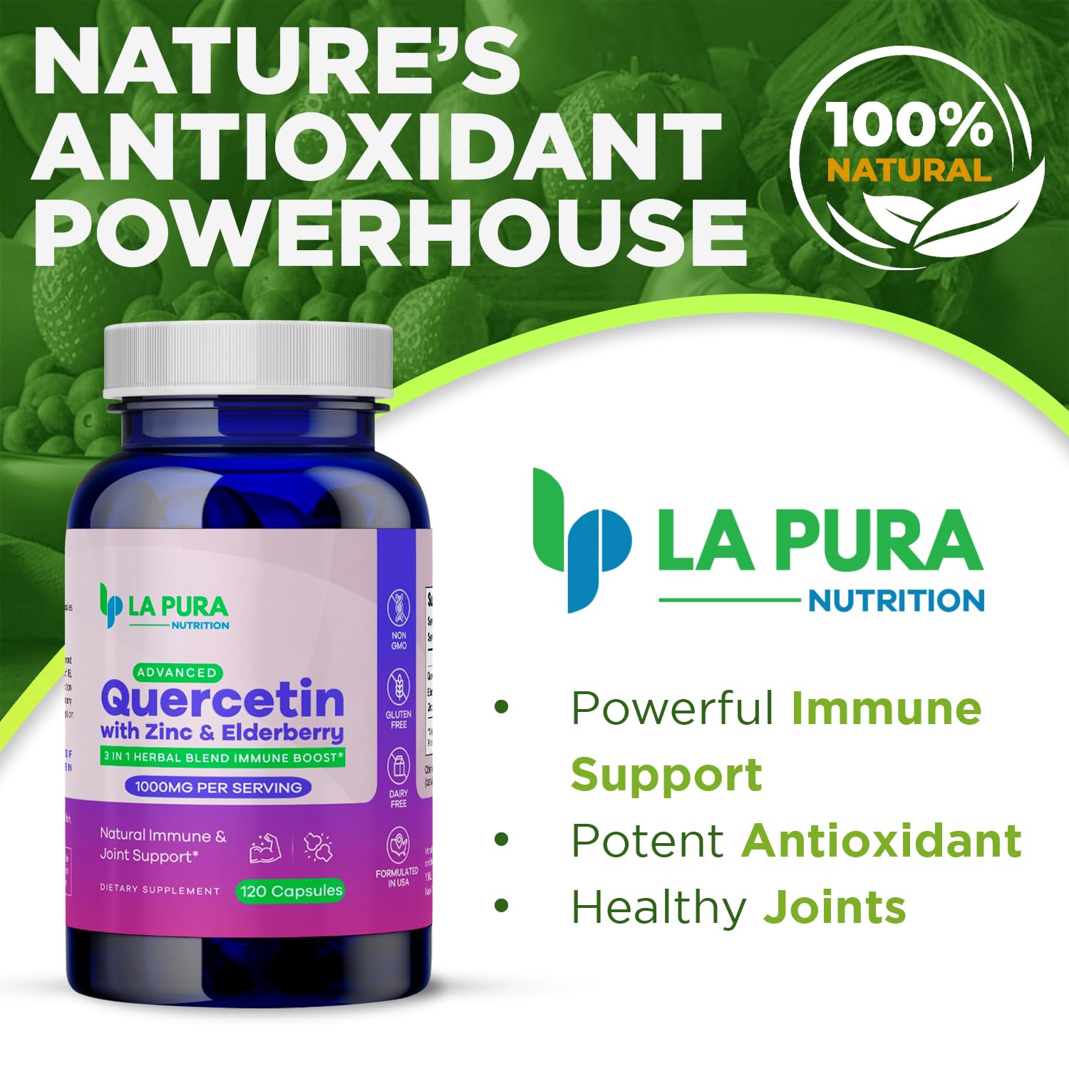 Amazon.com: LaPura Advanced Quercetin 1000mg Elderberry 200mg Zinc 