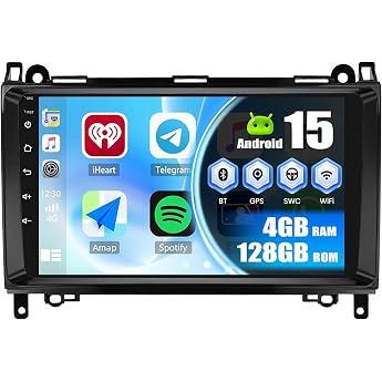 [4+128G] Android 15 Wireless Carplay Car Radio for Mercedes B200 W245 W169 B160 B170 B180 W639 Vito Viano W906 Sprinter with Android Car 9 Inch Screen GPS WiFi BT EQ FM/RDS Rear View Camera + MIC