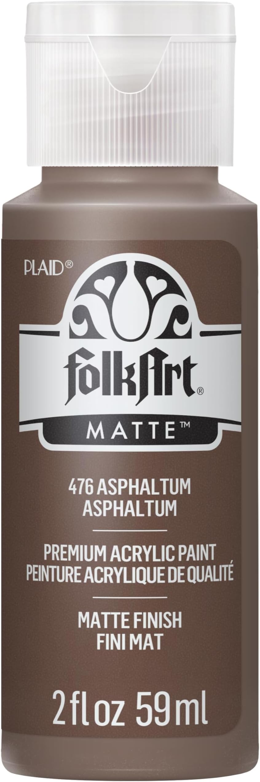 FolkArt Acrylic Paint in Assorted Colors (2 oz), 476, Asphaltum