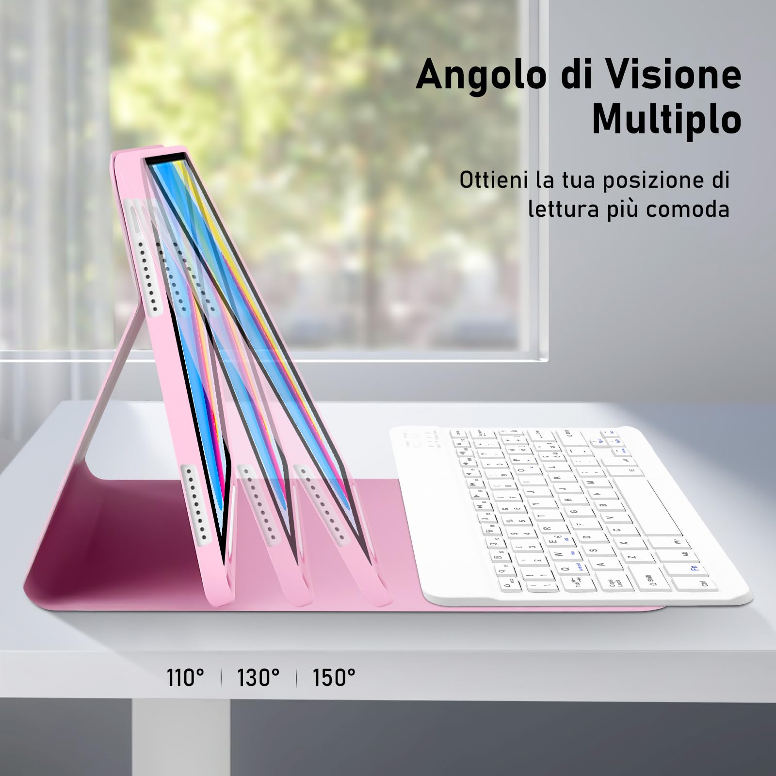Tastiera ipad 10 Generazione 10.9" 2022/(A16) 11 Generazione 11" 2025 con Custodia, Italiano QWERTY Rimovibile Tastieras ipad 10/11, Slim Cover ipad 10 Generazione con tastiera,Rosa