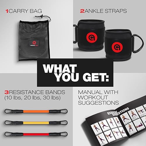 Miniatura 3 de ActiveGear Ankle Resistance Bands with Cuffs - Ideal for Glutes, Legs & Core Workouts, Kickback Ankle Strap Set for Home Workout Equipment & Gym