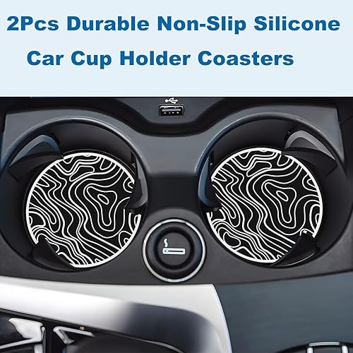 Miniatura 3 de 2 posavasos para automóvil con mapa topográfico, almohadillas de silicona antideslizantes duraderas para exploración topográfica Urbex Discovery,