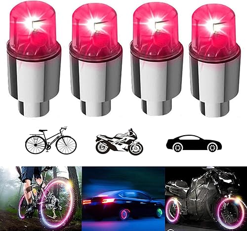 Miniatura 8 de Paquete de 4 luces LED para rueda de bicicleta, tapones para válvulas de neumáticos de automóvil, tapas de vástagos de bicicleta, motocicleta