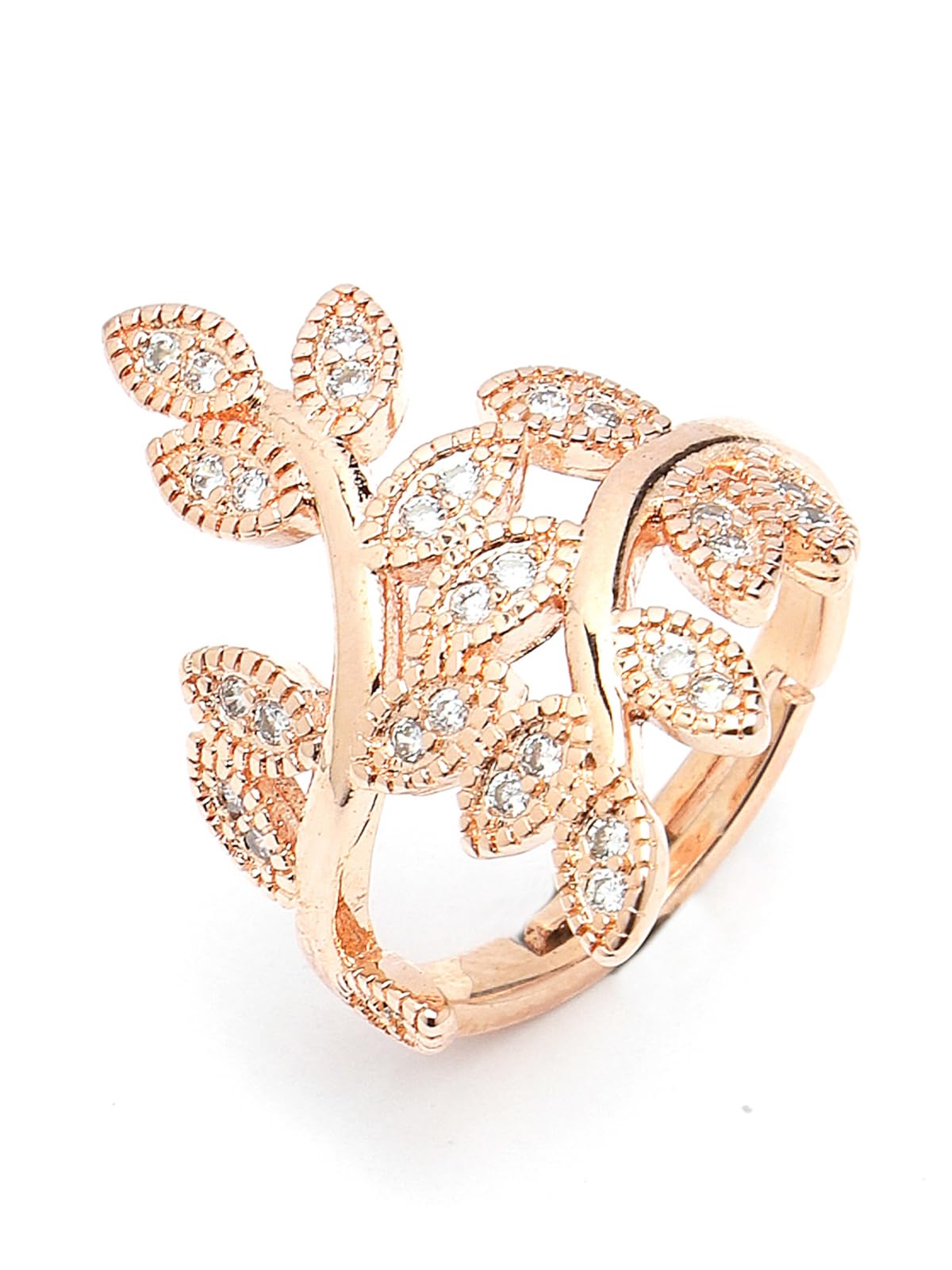 Scintillare By Sukkhi Most Beautiful Rose Gold Plated Leaf Shaped Crystals Stones Finger Rings for Women & Girls | Valentine Day Gifts Collection|LR106708 (B0CQFVV9TW) Amazon Price History, Amazon Price Tracker