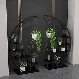 Pack of 2 Half Moon Plant Stand Indoor, 5 Tier Corner Display Shelf with...