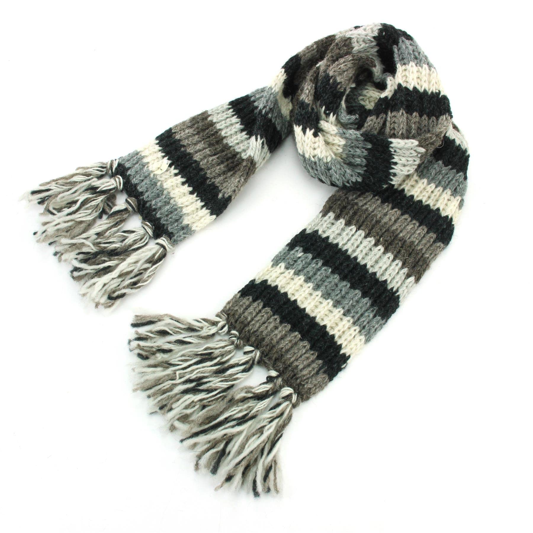 LOUDelephant Hand Knitted Wool Scarf - Stripe Natural