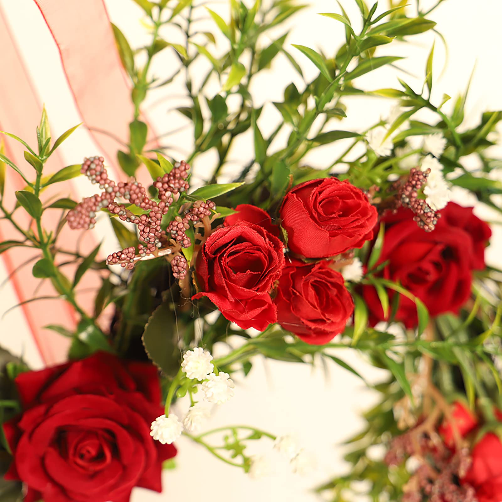 Ghirlanda A Forma Di Cuore Con Rose Rosse – 40 Cm, Decorazione Romantica Per San Valentino, Matrimoni E Feste – Leggera E Facile Da Appendere