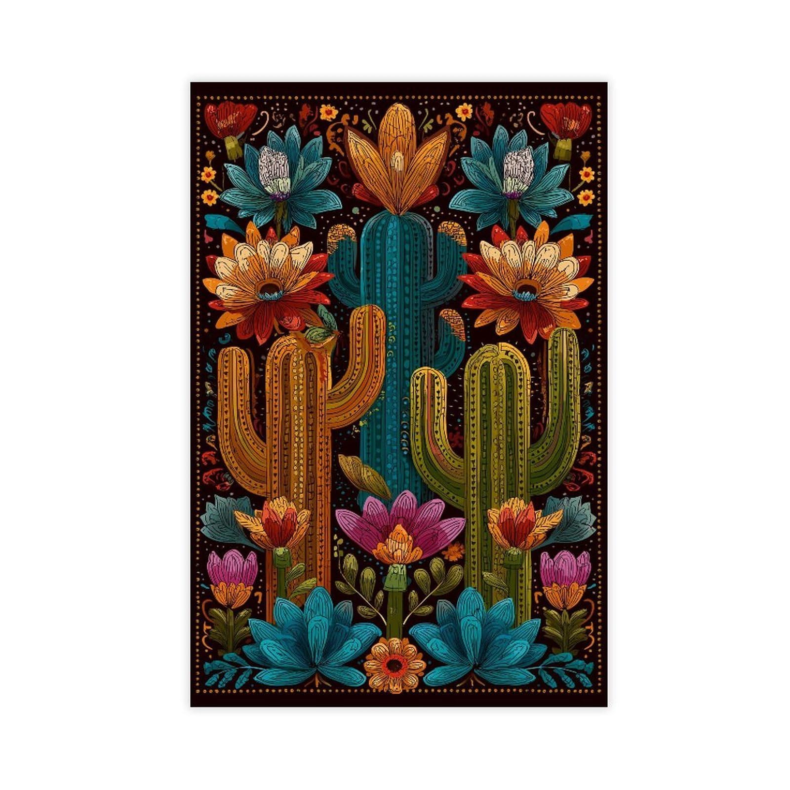 MRYCQ Vibrant Cactus Floral Poster Canvas Poster for Home Decor Gift