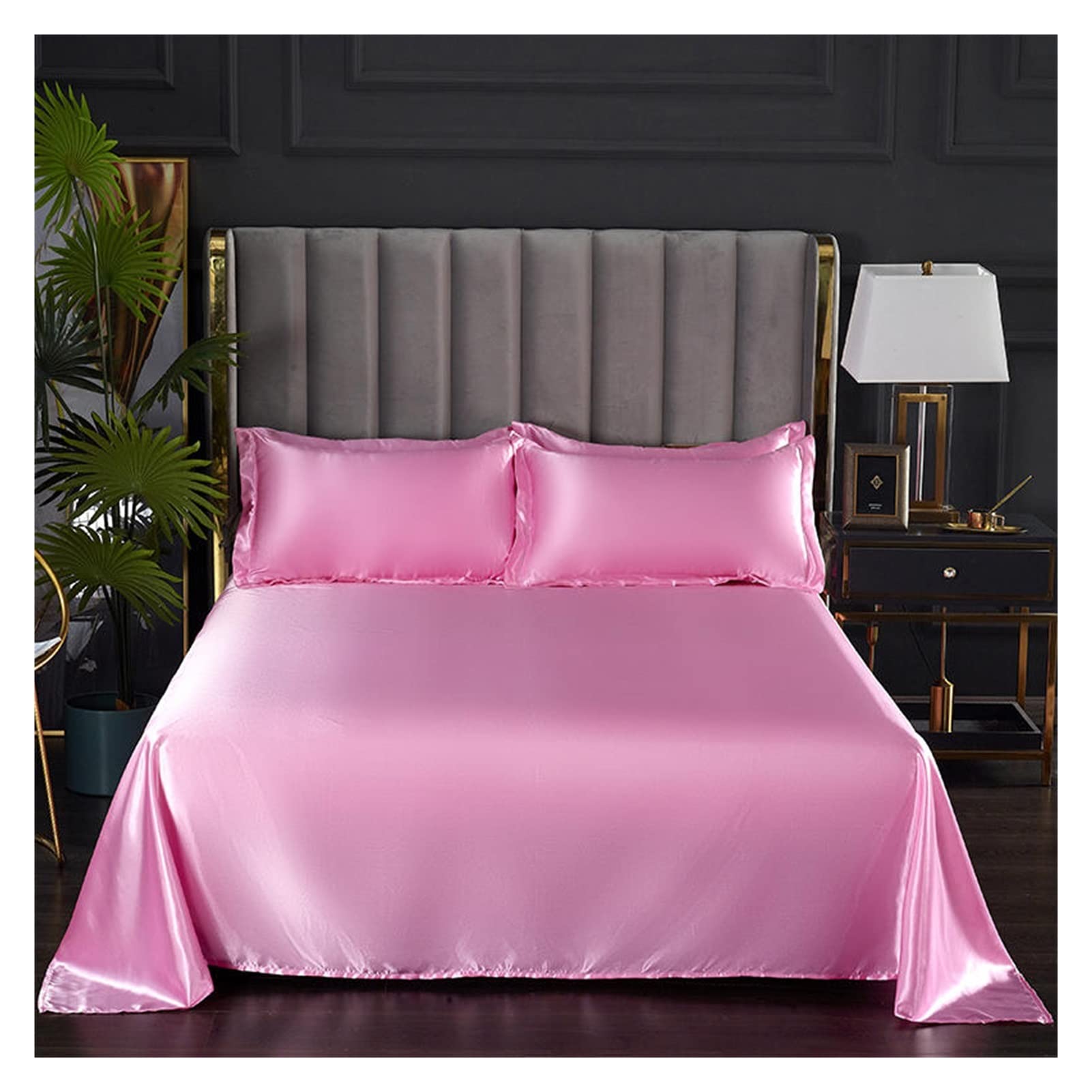 Ice Silk Bed Sheet, Ice Silk Flat Bed Sheet Summer Multicolor Multiple Sizes(Fense,170x230cm 66x90inch)