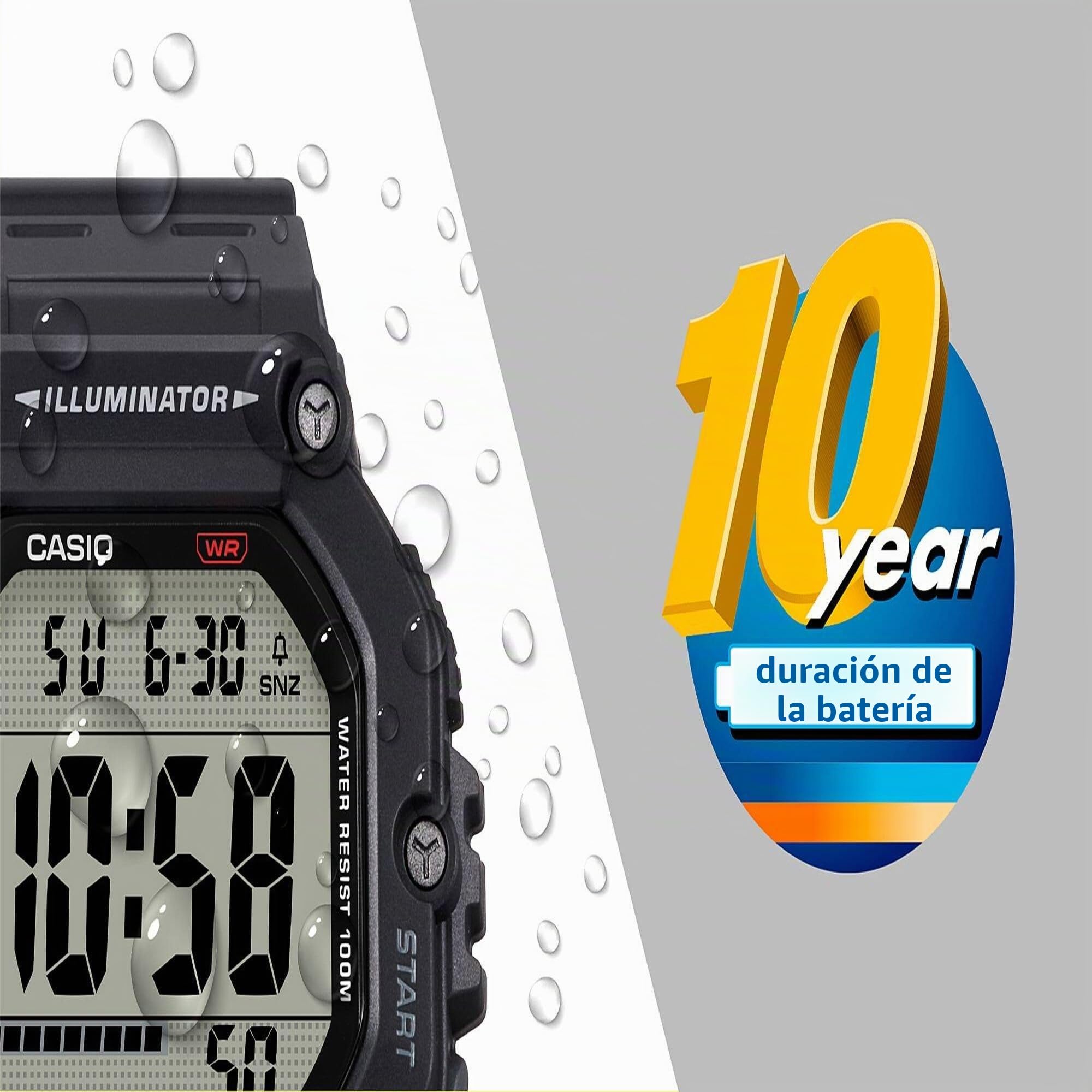 Casio Hombre Analógico-Digital Reloj con Correa de Resina AE-1600H-8BVDF, Negro, Correa