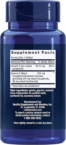 Miniatura 2 de Life Extension Gamma E - Tocoferoles y tocotrienoles mixtos espectro completo de vitamina E para protección antioxidante sin gluten sin OMG 60