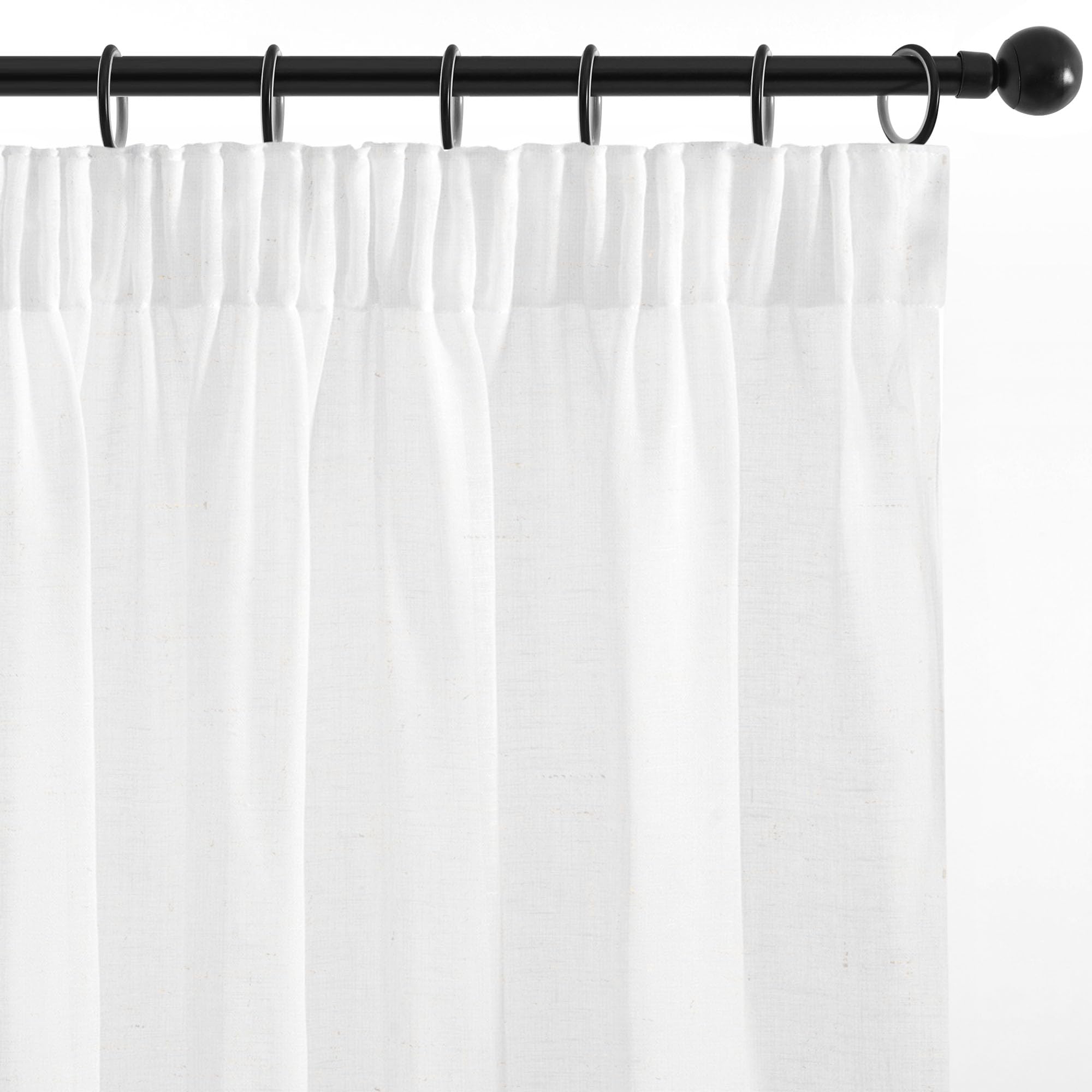 Deconovo Tende per Interni Effetto Lino con Fettuccia, Tende Velate Trasparenti Filtranti per Soggiorno e Camera da Letto, 1 Pannello 300 x 245 cm, OEKO-TEX® STANDARD 100, Bianco Lino