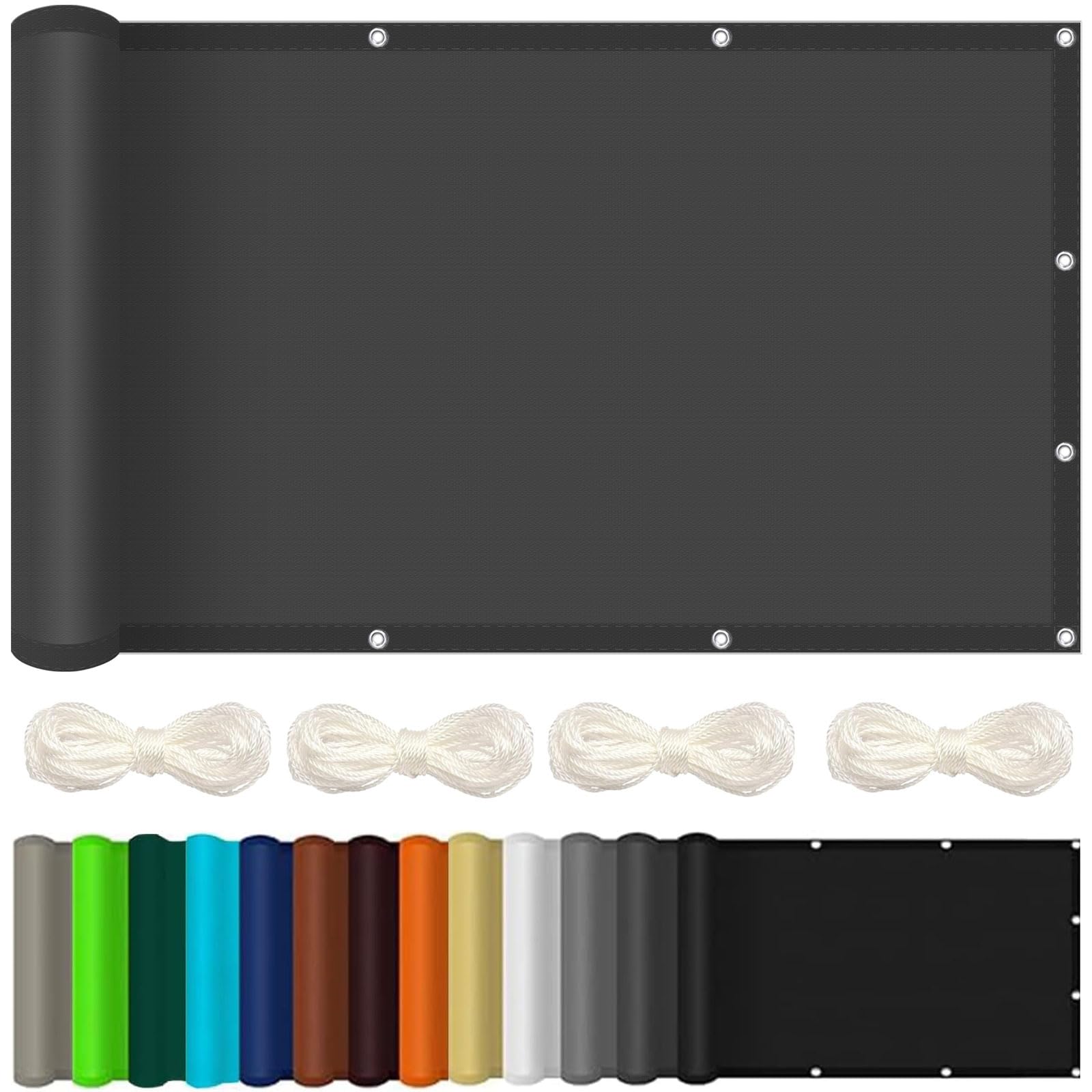 Voile d'ombrage rectangulaire pour bloquer les UV et la pluie bâche grise 1.5x2.4m avec œillets