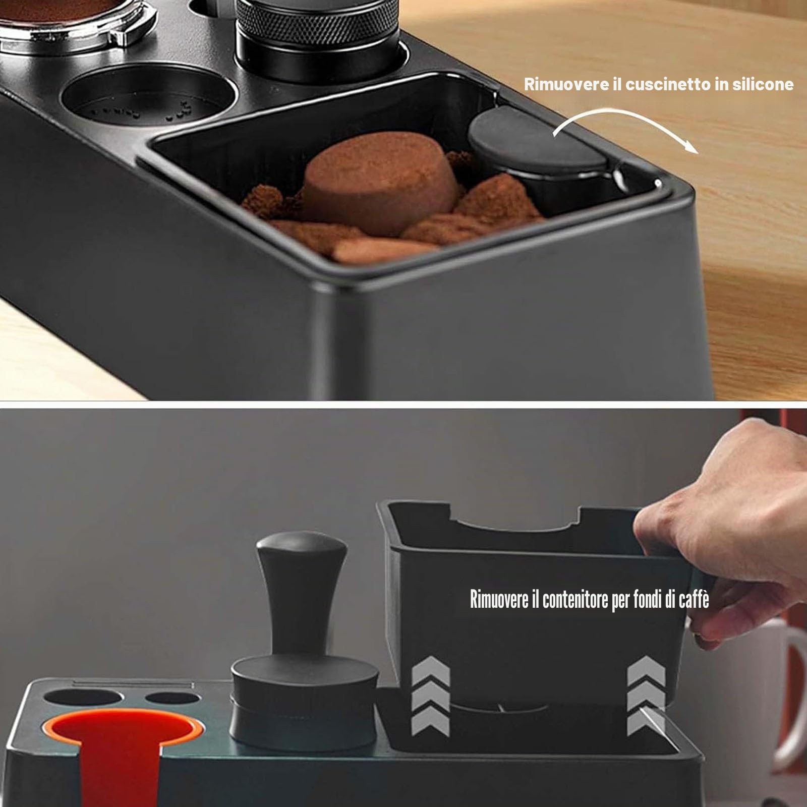 Stazione Tamper, Tamper Station in ABS per Portafiltro da 51–58 mm, per Macchina da caffè Espresso Barista,Stazione Tamper a Cassetto, Coffee Tamping Station,Barista Station