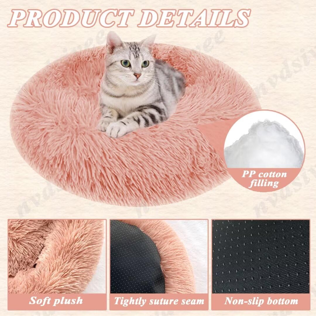 Letto per Cani Rotondo Peluche Cuccia per Gatti Lavabile da Interno Cuccia Cane per Cani di Piccola Media Grande Cuscino per Cani con Fondo Antiscivolo Grigio Scuro 100cm