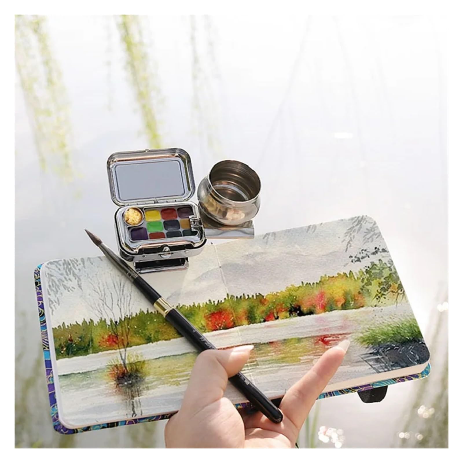 Mini boîte d'aquarelle portable vide 10/16 grilles pour voyage, peinture, croquis, hydratant, fournitures artistiques (10 compartiments)