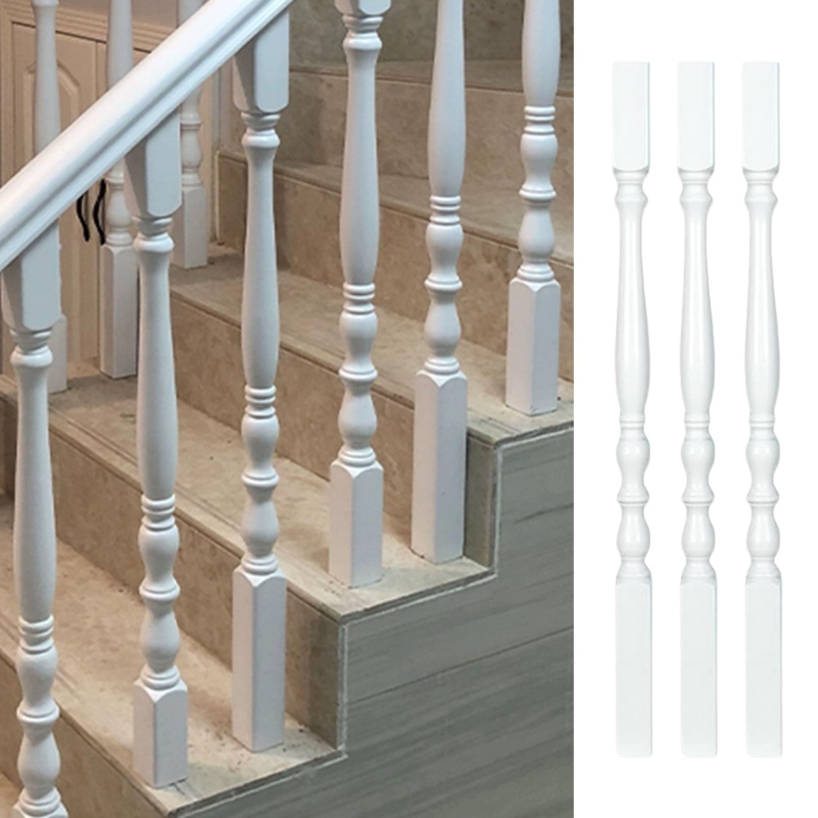 Balusters en bois blanc pour réparer un escalier intérieur instable