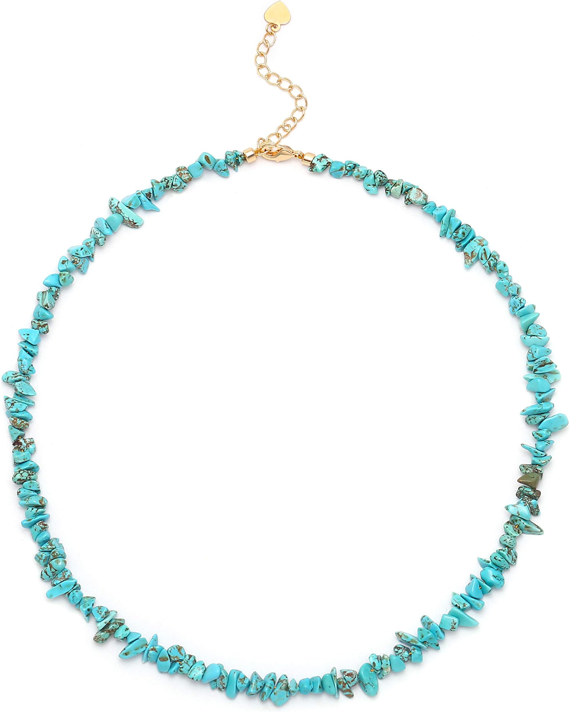 Aobei Pearl Turquoise Choker Necklace Gold Hematite Beaded Tiny Dainty Minimalist Jewelry for Women 15