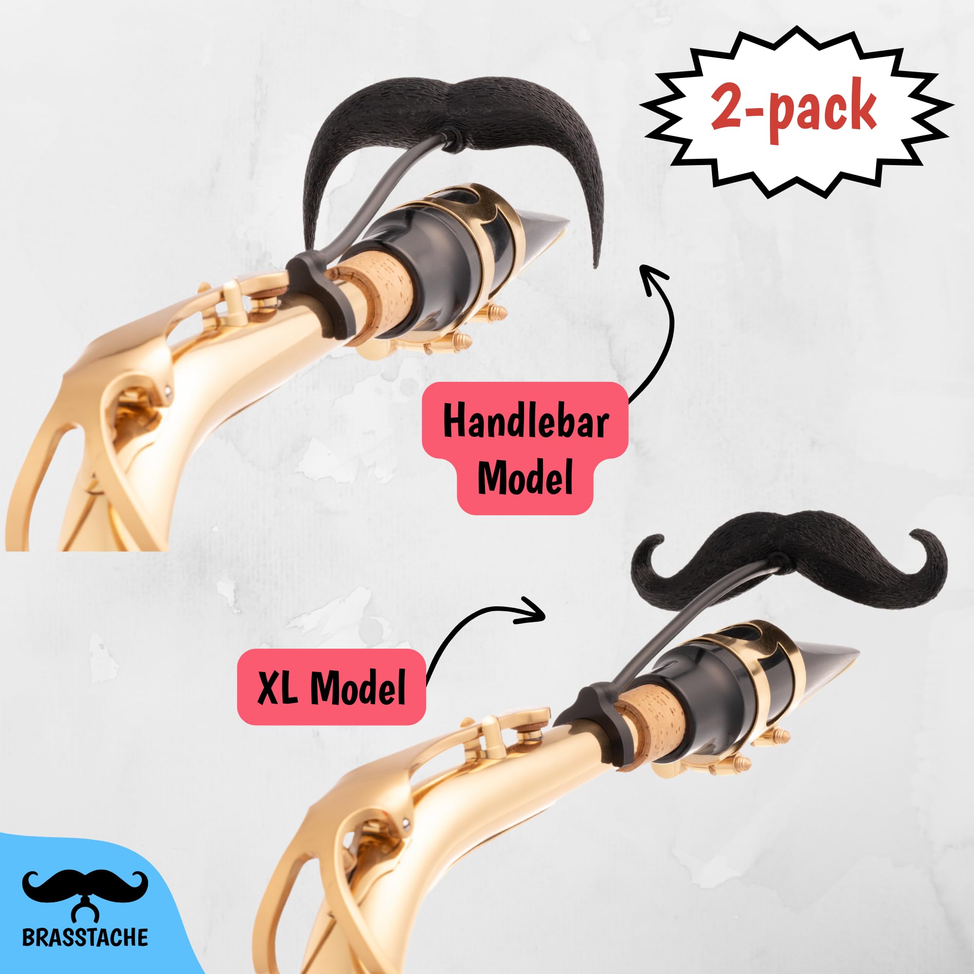Flute-stache 2.0 - Lot De 2 Moustaches à Clipper Pour Flûte (XL + Guidon) - Accessoire Drôle Pour Musicien - Cadeau - 5