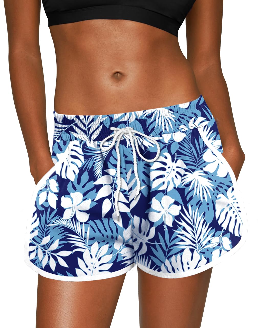 For G and PL Women Summer Floral Beach Boardshorts with Pockets Swim Trunks