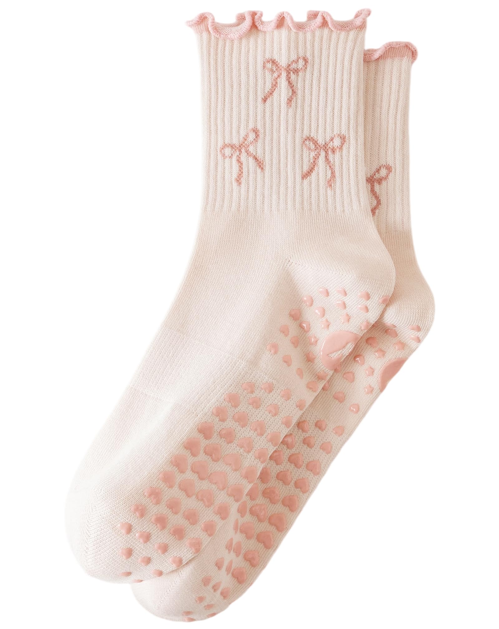 Yawlsow Pilates Stoppersocken für Damen Rutschfeste Yoga Grip Socken | mit Noppen niedlich und bequem für Reformer Ballett Barre Tanz Trampolin Krankenhaus Fitness Zuhause Atmungsaktiv