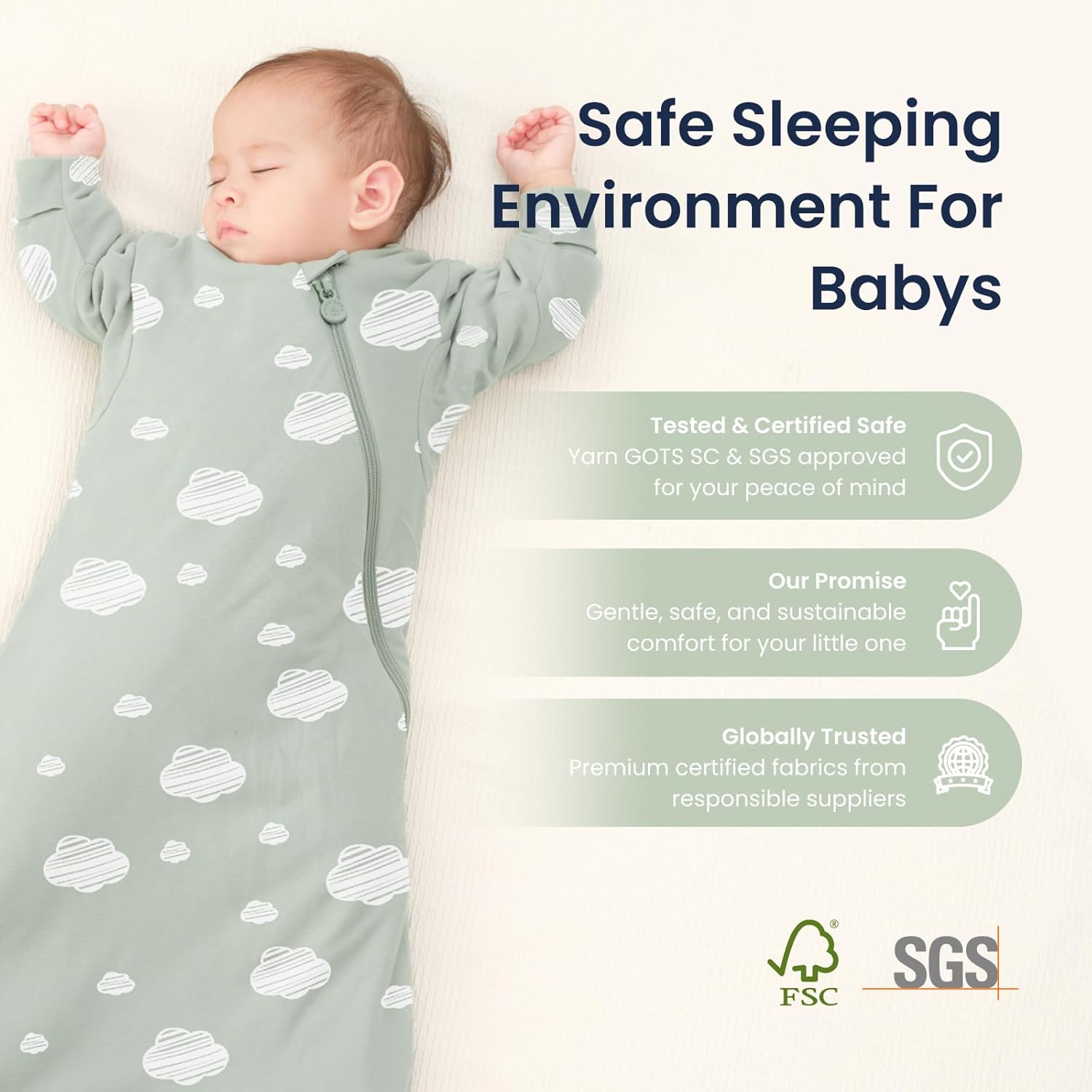 Unisex Sleeping Bag for Babies and Toddlers 1.0 Tog Sleep Sack 6-18 Months, Newborn Sleep Sack, Wearable Blanket Baby, One Piece Long Sleeves, Gifts for Baby - Image 9