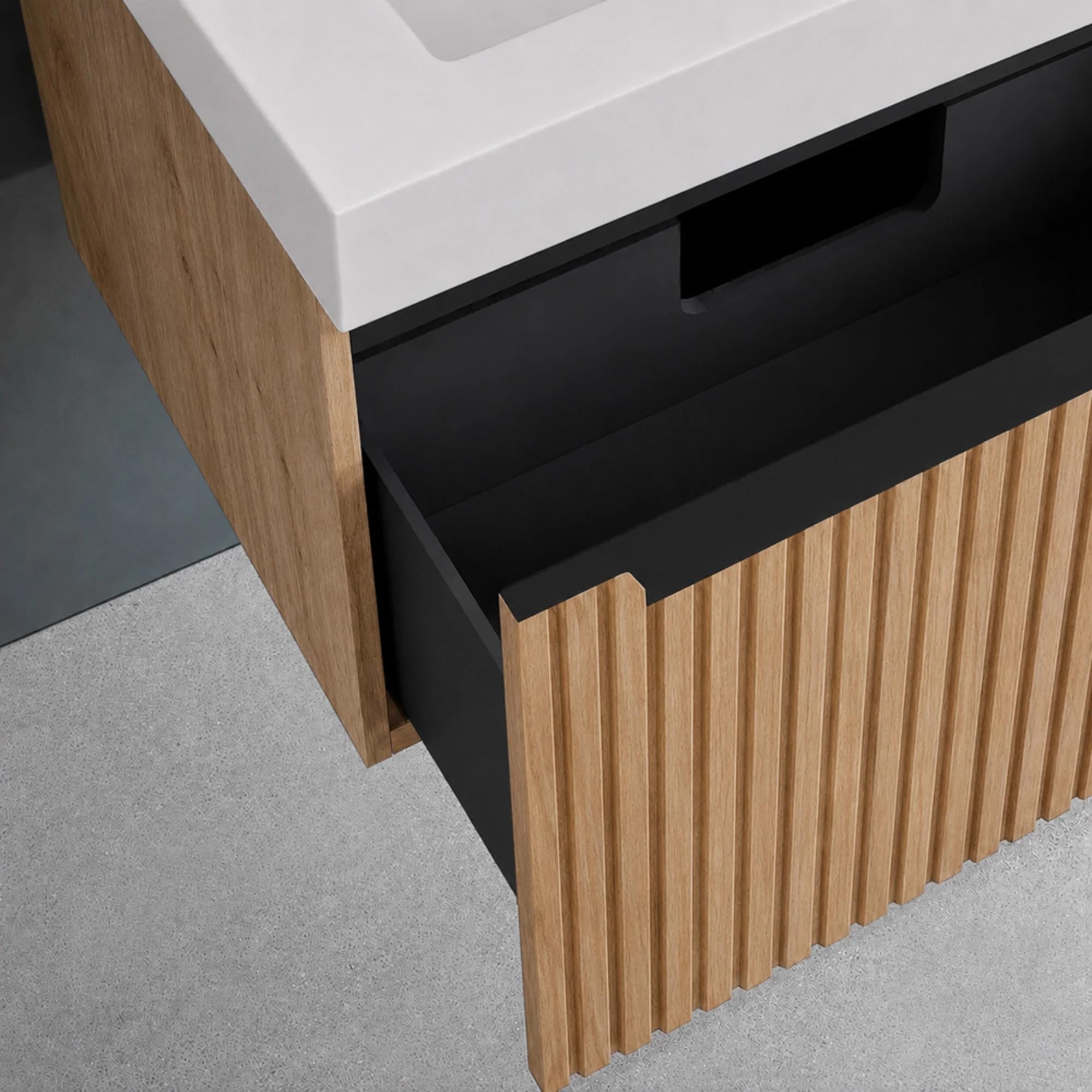 Inbagno Mobile Bagno Sospeso 100 cm Rovere Africa Lavabo Resina Linea Nara