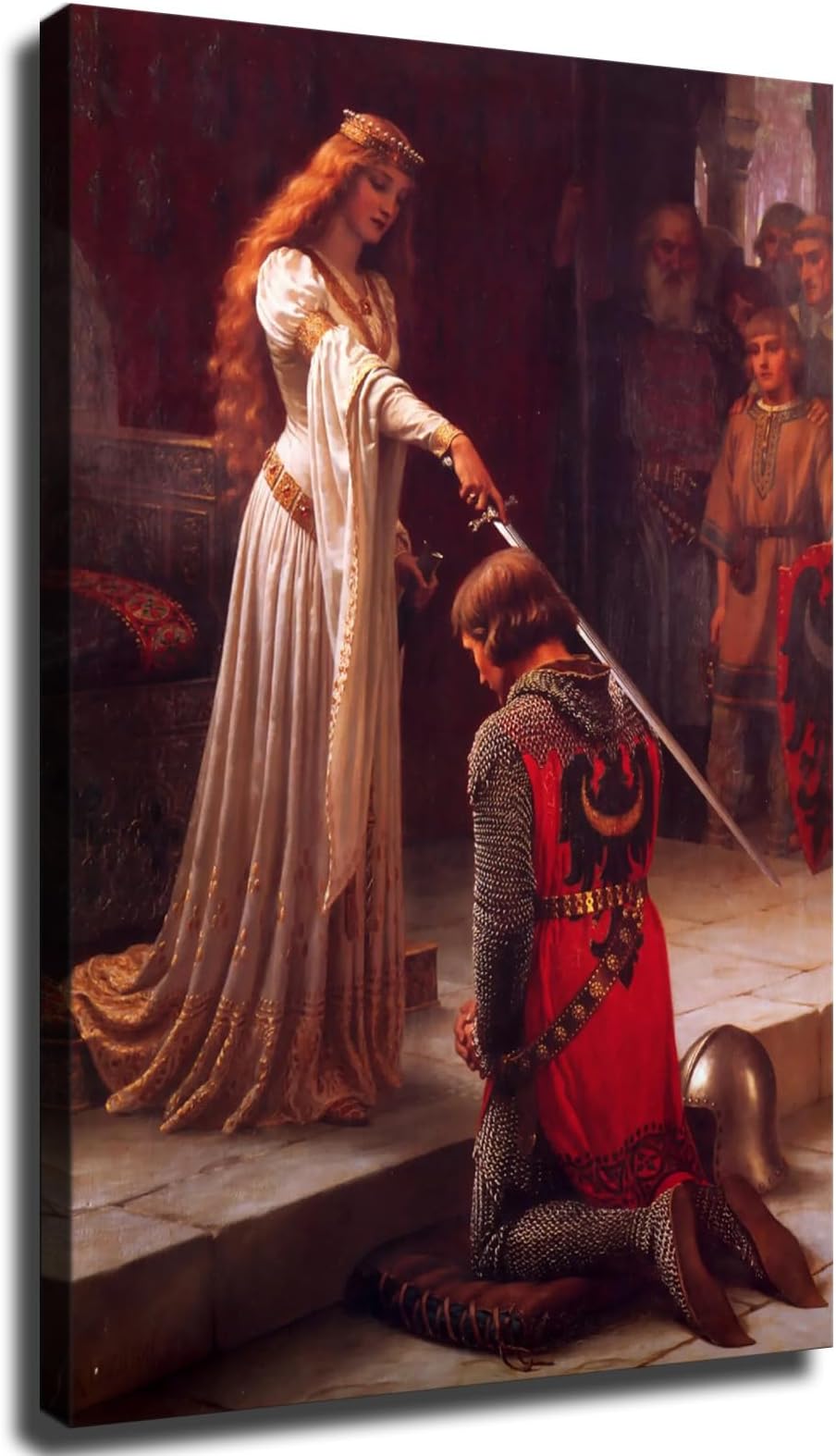DesPol Edmund Blair Leighton - The Accolade, 1901 Poster Canvas Pictures Print Wall Art for Living Room Bedroom Decor (08x12inch,Unframe)