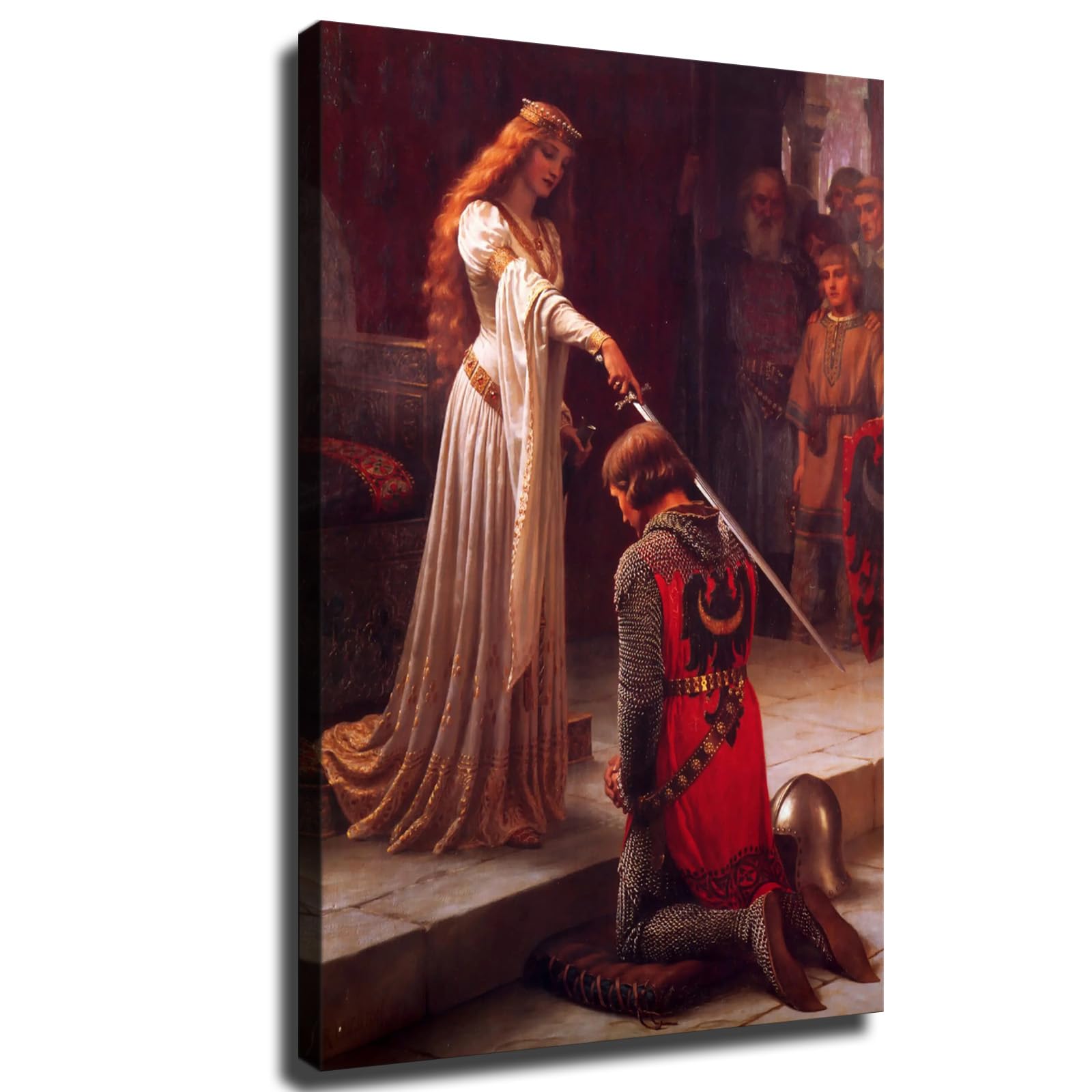 DesPol Edmund Blair Leighton - The Accolade, 1901 Poster Canvas Pictures Print Wall Art for Living Room Bedroom Decor (08x12inch,Unframe)